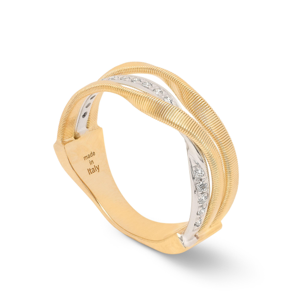 Marco Bicego Marrakech Dreireihiger Ring aus Gold mit Band aus Diamanten AG364_B_YW_M5