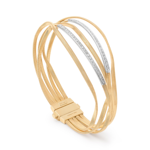 Marco Bicego Marrakech Fünfreihiges halbstarres Armband aus Gelbgold mit Diamant-Baguettes SG40_B_YW_M5