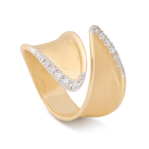 Marco Bicego Lunaria Lunaria Twist Bandring aus 18 Karat Gelbgold mit Diamanten groß AB661_B_YW_Q6